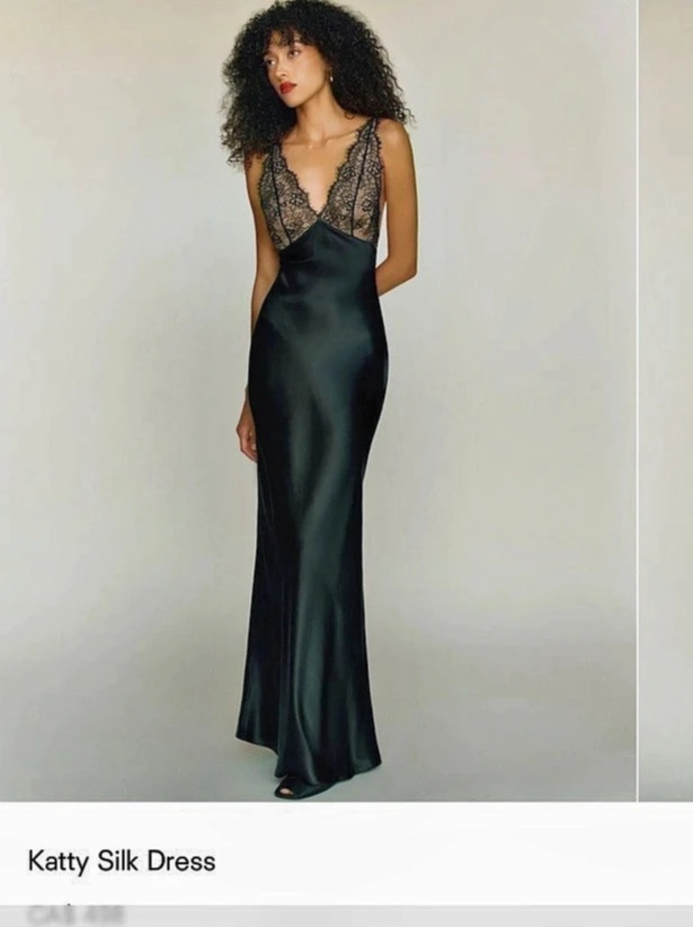 Reformation Katty Silk Dress Lace Maxi Dress in Black Size Small Like New